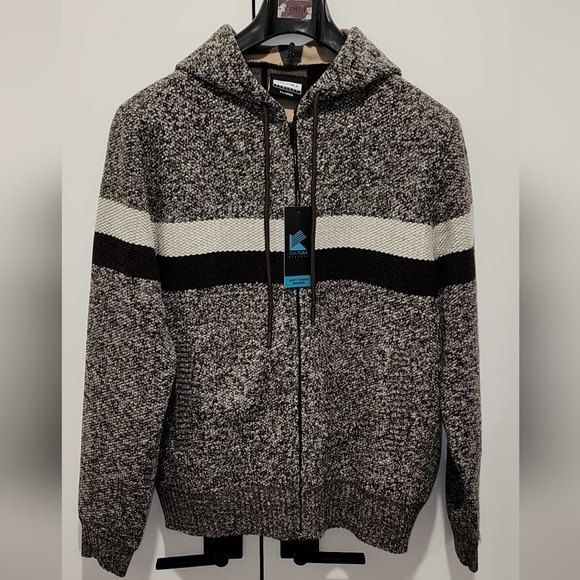 Men's Brown and Cream Striped Sweater